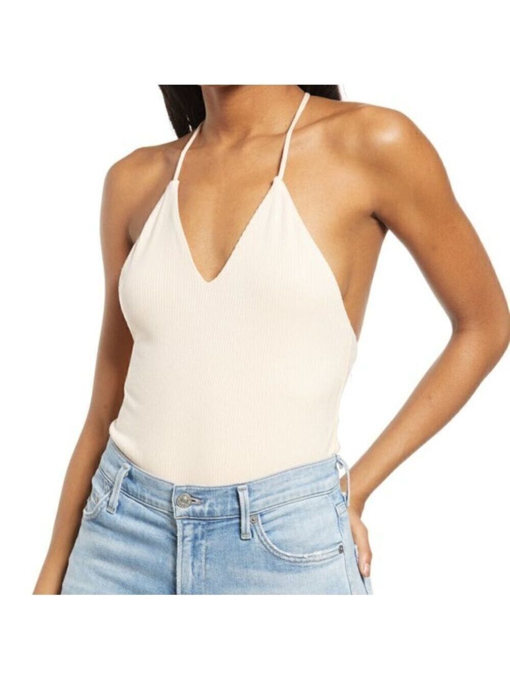 𝅺AFRM BNWOT womens "Hara" t-back cream ribbed bodysuit